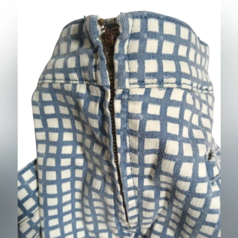 Tory Burch Blue White Geometric Cropped Pants Modern Slim Trousers Sz 30 (10)